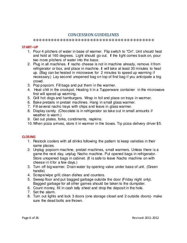 Concession Stand Manual (Original)
