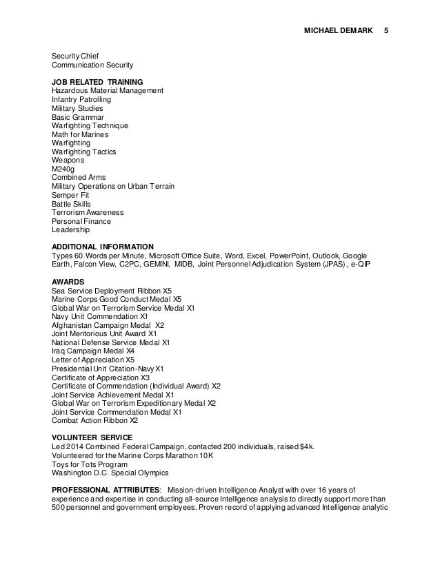 michael demark federal resume navy personnel specialist resume