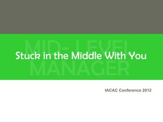 MID- Middle With You
Stuck in the LEVEL
   MANAGER
              IACAC Conference 2012
 