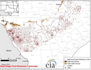 Detail Eagle Ford thickness + outcrops
 