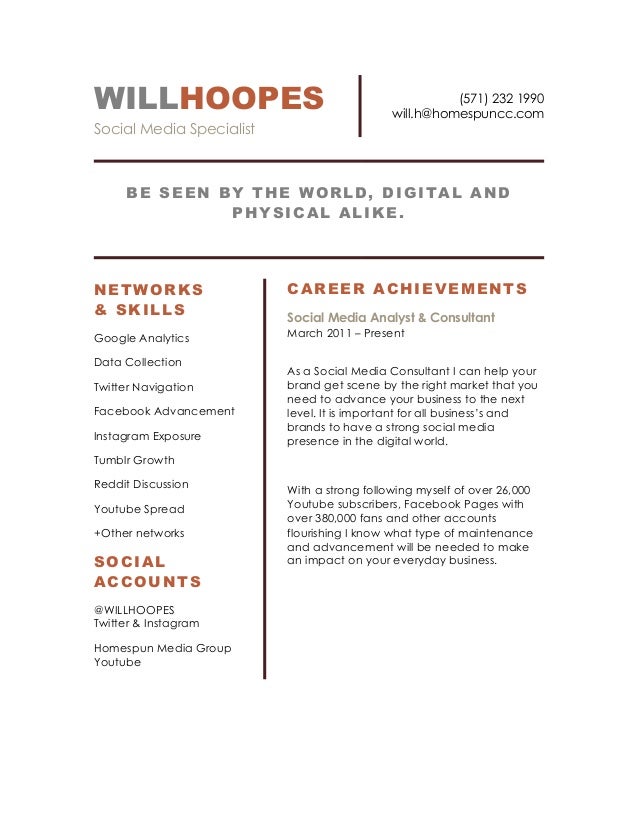 social media consultant resumes