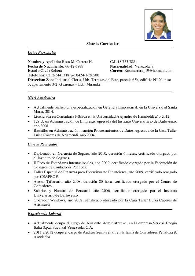 Collection Of Sintesis Curricular - Sintesis Curricular 1 1 638 