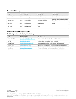 VMware Product Applicability Guide for NERC CIP v5 Final Version 1.0 | PDF