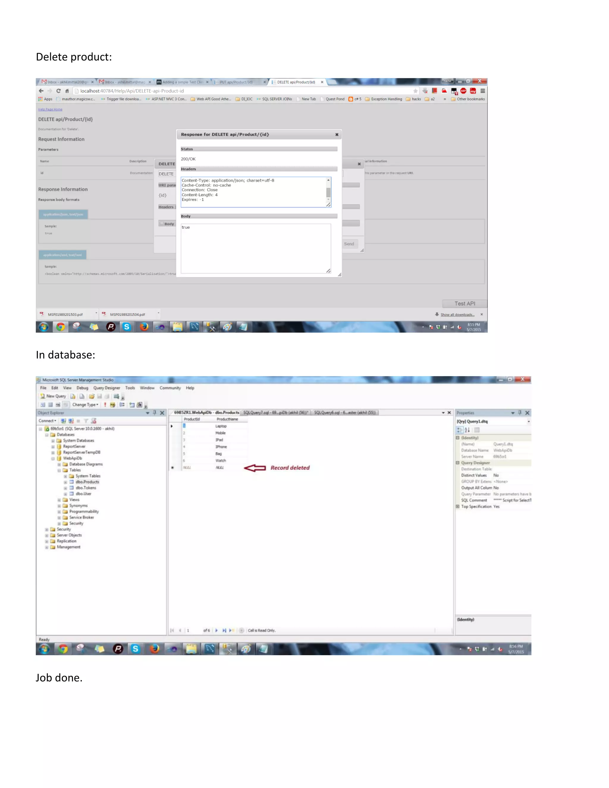 Delete product:
In database:
Job done.
 