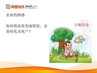 企业的困惑 如何将流量变成销量，访 客转化为客户？ 守株待兔 