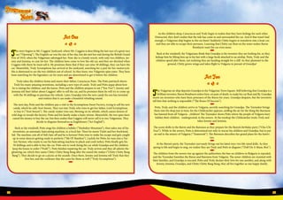 24 25
As the children sleep, Caractacus and Truly begin to realise that they have feelings for each other.
Distracted, they don’t realise that the tide has come in and surrounded the car. And if that wasn’t bad
enough, a Vulgarian ship begins to fire on them! Suddenly Chitty begins to transform into a boat-car,
and they are able to escape their pursuers. Learning that Chitty can float on the water makes Baron
Bomburst want the car even more.
b
Back at the windmill, the Vulgarians think that Grandpa is the inventor they are looking for, so they
kidnap him by lifting him up in his hut with a large hook attached to an airship. Potts, Truly and the
children speed after them, not realizing they are heading straight for a cliff. As they plummet to the
ground, Chitty grows wings and takes flight to Vulgaria in pursuit of Grandpa!
Act Two
The Vulgarian air ship deposits Grandpa in the Vulgarian Town Square. Still believing that Grandpa is a
brilliant inventor, Baron Bomburst orders him, on pain of death, to make his car float and fly. Grandpa
meets six inventors who have been prisoners of the Baron for years. Grandpa despairs, but the inventors
tell him that nothing is impossible (“The Roses Of Success”).
b
Potts, Truly, and the children arrive in Vulgaria, secretly searching for Grandpa. The Toymaker brings
them into his shop just in time, for the Childcatcher appears, sniffing the air for the thing the Baroness
has banned from all Vulgaria - children! The Toymaker shows Potts where the people of Vulgaria have
hidden their children - underground, in the sewers. At the toyshop the Childcatcher tricks Truly and
takes Jeremy and Jemima.
b
The scene shifts to the Baron and the Baroness as they prepare for the Baron’s birthday party (“Chu-Chi
Face”). While in the sewers, Potts is determined not only to rescue his children and Grandpa, but to put
an end to the misery of Vulgaria (“Teamwork”). The Baroness describes her grand plans for the festivi-
ties.
b
At the Baron’s party, the Toymaker nervously brings out his latest toys: two life-sized dolls. As they
spring to life and begin to sing, we realize they are Truly and Potts in disguise (“Doll On A Music Box”).
b
The children from the sewers rise up against the authorities; the ban on children in Bulgaria is repealed,
and the Toymaker banishes the Baron and Baroness from Vulgaria. The sewer children are reunited with
their families, and Grandpa is rescued. Potts and Truly declare their love for one another, and along with
Jeremy, Jemima, Grandpa, and Chitty Chitty Bang Bang, they all live together as one happy family.
Programme
Notes
Act One
The story begins in Mr. Coggins’ Junkyard, where Mr. Coggins is describing the last race of a great race
car (“Opening”). The English car was the star of her day, but she met her end during the British Grand
Prix of 1910, when the Vulgarians sabotaged her. Now she is a lonely wreck, with only two children, Jer-
emy and Jemima, to care for her. The children have come to love the old car, and they are shocked when
Coggins tells them he must sell it. He promises them that if they can raise 30 shillings, they can have the
car. Meanwhile, Truly Scrumptious has arrived at the junkyard, searching for a part for her motorcycle.
She is distressed to see the two children out of school. As they leave, two Vulgarian spies enter. They have
been searching for the legendary car for years and are determined to get it before the children.
b
Truly takes the children home and meets their father, Caractacus Potts. The Potts patriarch shows
Truly his many amazing inventions, including a new type of candy. Truly and Potts argue about how
he is raising the children, and she leaves. Potts and the children prepare to eat (“You Two”). Jeremy and
Jemima tell their father about Coggins’ offer to sell the car, and he promises them he will try to come up
with the 30 shillings to purchase the vehicle. Later, Grandpa tries the new candy his son has invented
and realizes that it can make a beautiful whistling sound.
b
The next day, Potts and the children pay a visit to the Scrumptious Sweet Factory, trying to sell his new
candy, which he calls Toot Sweets. They run into Truly, who tries to get her father, Lord Scrumptious,
to buy it (“Toot Sweets”). The candy-maker tries one, blowing on its whistle, which causes dozens of
wild dogs to invade the factory. Potts and his family make a hasty retreat. Meanwhile, the two spies have
raised the money to buy the car, but then realise that Coggins will never sell it to two Vulgarians. They
decide to disguise themselves as Englishmen (“Act English”).
b
Back at the windmill, Potts sings his children a lullaby (“Hushabye Mountain”), then takes one of his
inventions, an automatic haircutting machine, to a local fair. There he meets Violet and her boyfriend,
Sid. The machine cuts all of Sid’s hair off and he is furious! Potts tries to make his escape and gets caught
up in some dancers getting ready to perform (“Me Ol’ Bamboo”). Luckily for Potts, he runs into a Tur-
key Farmer, who wants to use his haircutting machine to pluck and cook turkey. Potts finally gets his
30 shillings and is able to buy the car. Potts sets to work fixing the car while Grandpa and the children
keep the house in order (“Posh!”). Potts finishes repairing the car. Truly arrives and they all admire the
gleaming car, which they name Chitty Chitty Bang Bang after the sound she makes (“Chitty Chitty Bang
Bang”). They decide to go on a picnic at the seaside. Once there, Jeremy and Jemima tell Truly that they
love her, and she confesses that she cares for them as well (“Truly Scrumptious”).
b
 