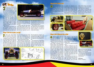 12 13
The Car
T
he Car is everything in Chit-
ty Chitty Bang Bang! The car
is one of the main charac-
ters in the play and therefore, just
like every one of our student cast,
must look, sound and be ‘right’.
In the West End production, the
car was the most expensive prop/
vehicle that has ever been made
for a stage play. The flying car for
that show still holds the Guin-
ness World Record as the most
expensive stage prop ever, cost-
ing £750,000, roughly 1.3 million
Brunei dollars. This was slightly
outside our budget, so we had to
think creatively…
Matt Legg and Paul Hogan were
the original members of ‘Team
Car’. When we first met and I said
we needed three cars, they took a
small breath and considered what
this meant before accepting the
challenge. But accept the challenge
they did!
I played them the song Chitty
Takes Flight, which is only 1 min-
ute 48 seconds long. It is the song
that ends Act One and it is by
far the most important scene in
the whole play. I explained how I
would love for it to look and Matt
and Paul listened with very serious
yet very passionate faces.
What followed was an incredi-
ble engineering and technological
journey where the very limits of
what is possible in a school were
tested and exceeded:
Stage 2: Let’s Build a Car!
Matt took initial charge of the
car and Paul took control
over the lifting mechanism. Later
in the project both were massively
involved in both projects, but each
led these separate sections at the
outset.
Matt drew a scale drawing of the
car which was impressive in it-
self. This gave myself and the rest
of the creative team a first look
at what the car would look like.
He then drew technical schemat-
ics for a monocoque chassis and
Paul sketched up a set of techni-
cal drawings for the lifting mech-
anism. Both of these sets of plans
were put out to tender to four local
metal fabrication companies.
Our Head of Purchasing then
picked the best company for the
job and in less than 10 days the
chassis of the car had arrived in
the scene dock!
Stage 3: Let’s Bring the Car to Life!
Bringing the Car to ‘Life’ was a
difficult journey and one that
took place over the last 7 weeks.
This happened in two ways: ‘Flesh-
ing’ the car out and making her fly!
‘Fleshing’ the car out involved
many stages of detailing: panel-
ling the chassis with individually
riveted panels, attaching the pol-
ished bonnet, building the ‘boat’
back and matching the stain and
varnish to the original, fabricat-
ing the wooden wheels to match
the 1900s original style, attaching
the steering wheel and dashboard
instrumentation, getting bespoke
upholstered seats made in ‘Vic-
torian Red’ faux leather, adding
lights that are controllable from
the lighting desk, building and
spraying the
large exhausts to look like the
copper originals, adding the red,
gold and white trim detailing; laz-
er cutting a period ‘AA’ Badge and
finally adding the famous GEN II
Number Plate.
And then we added mechanical
wings….
However, making her fly is the
bit where we need your help. It is
not just the mechanism under the
stage that makes Chitty fly. It is the
singing of the 144 voices on stage,
the support of the full orchestra,
the magic of the Theatre and your
belief and imaginations that will
make her soar!
I am indebted to the whole ‘Car
Team’ for what they have achieved!
Matt, Paul, Robin, Courtney, the
DT technician team and Milo,
supported by Jon-Mark, have cre-
ated an exact ¾ scale model of the
original car from the film.
I am sure you will agree that she
is ‘Uncategorical’, ‘A Fuel Burning
Oracle’ and a truly ‘Phantasmago-
rical Machine!’
Will Kemp
Director / Producer
Stage 1: How do we make a car fly?
To begin with, many options
were explored: Wires from
the ‘Fly Tower’, a Giant Cantilever,
a disguised scissor lift and a cus-
tom built lifting system under the
stage floor. Matt, (the Legg-end)
created models, Paul worked out
the Maths and Engineering num-
bers (in a past life Paul was an En-
gineer) and Milo (the incredible
Arts Centre Technician) worked in
the Scene Dock with large models
made from Scaffolding bars and
wires. After a lot of experimenta-
tion a system was designed that
would fit underneath the stage.
Many people do not know that
there are a number of Trap Doors
in the stage of our Arts Centre
which, up until this production,
had never been used. Under the
stage itself there are three rooms
that, through these trapdoors, are
connected to the stage. The system
that Milo, Paul and Matt designed
was ingenious and incredibly sim-
ple.
We would lift the car from below
using two large ‘rams’ that would
connect to the base of the car. This
system meant that the car could
‘fall off a cliff’ and then ‘Take
Flight’!
 