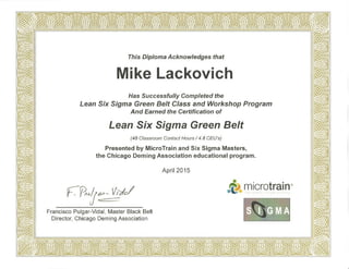 Lackovich LSSGB Certificate