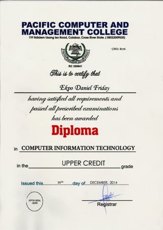 Pacific- Diploma Award