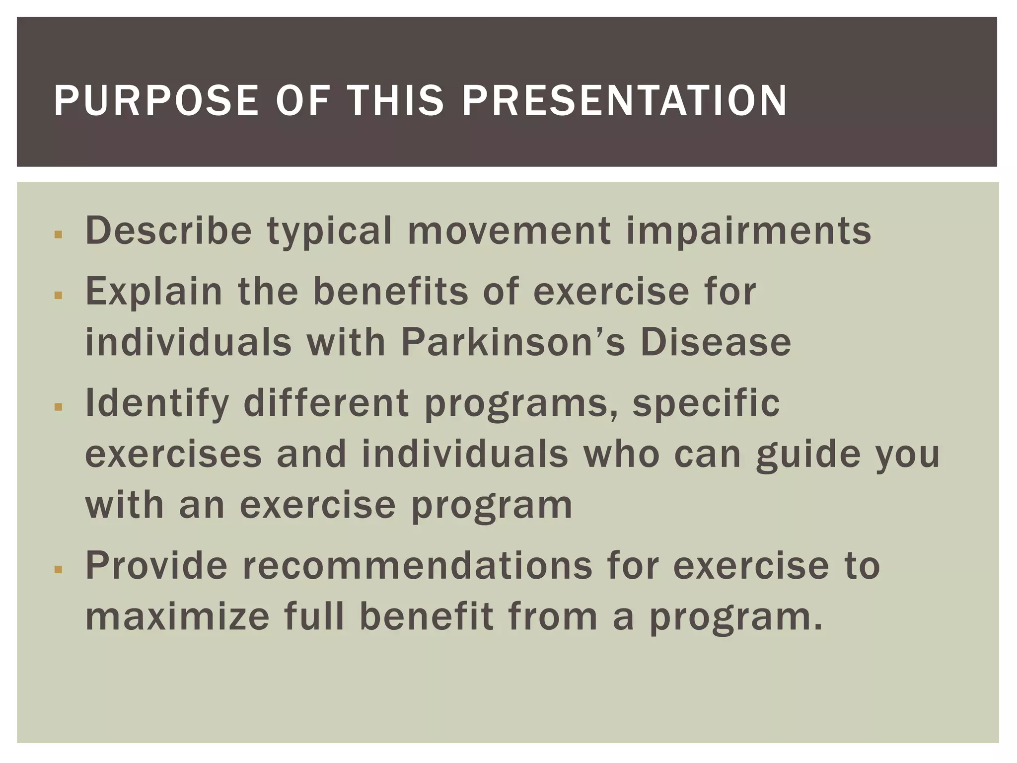 Parkinsons and exercise2 | PPTX