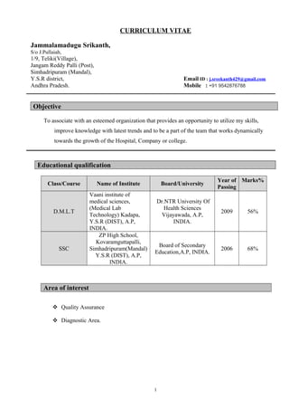 Srikanth resume | PDF