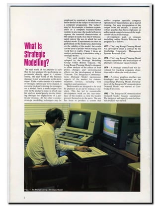 Strategic Modelling in British Telecom