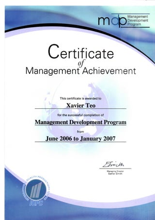 Management Development Program - IQPC Worldwide