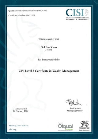Certification in Wealth Management