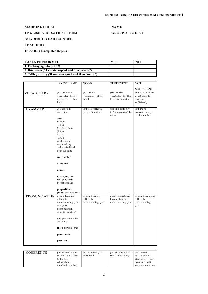 E3 Det Rg2.2 Oral Exam Marking Sheet1st Term2009 2010