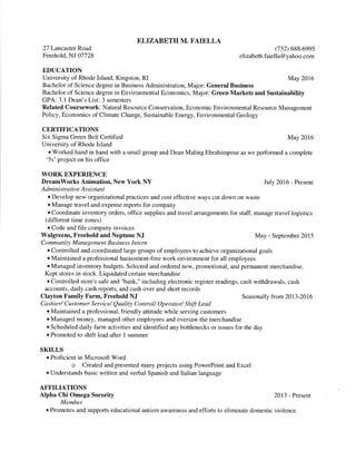Elizabeth's Resume