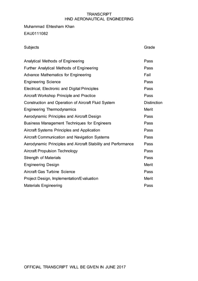HND transcript | DOCX