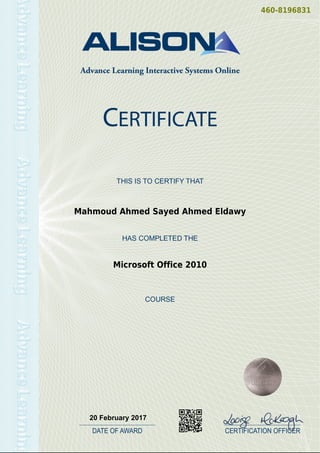 460-8196831
Mahmoud Ahmed Sayed Ahmed Eldawy
Microsoft Office 2010
20 February 2017
Powered by TCPDF (www.tcpdf.org)
 