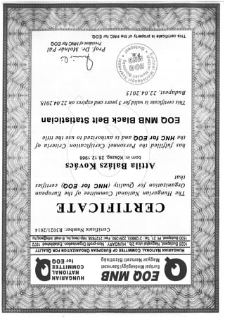EOQ MNB Certifikat AK