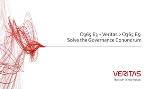 O365 E3 +Veritas > O365 E5:
Solve the Governance Conundrum
 