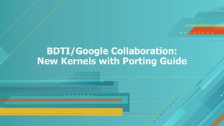 BDTI/Google Collaboration:
New Kernels with Porting Guide
 