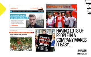 HAVING LOTS OF 
PEOPLE IN A 
COMPANY MAKES 
IT EASY... 
@WILLSH 
SMITHERY.CO 
 