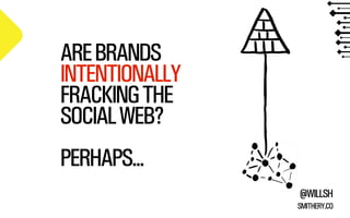 @WILLSH 
SMITHERY.CO 
ARE BRANDS 
INTENTIONALLY 
FRACKING THE 
SOCIAL WEB? 
!PERHAPS... 
 