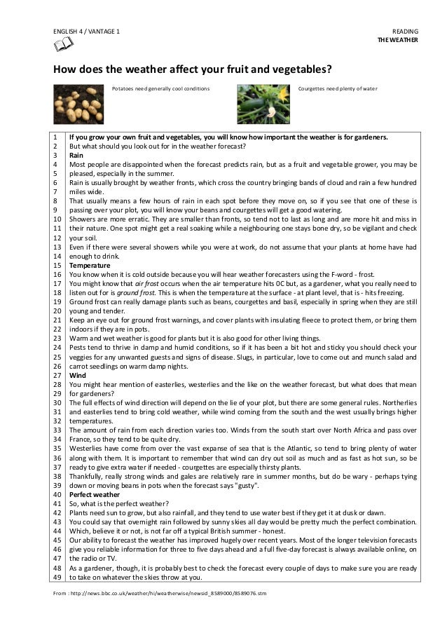 1 How does the weather affect your fruit and vegetables Biology Diagrams