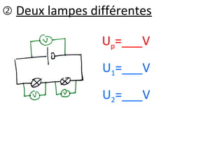  Deux lampes différentes
Up=___V
U1=___V
U2=___V
 