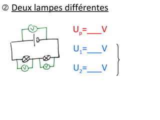  Deux lampes différentes
Up=___V
U1=___V
U2=___V
 