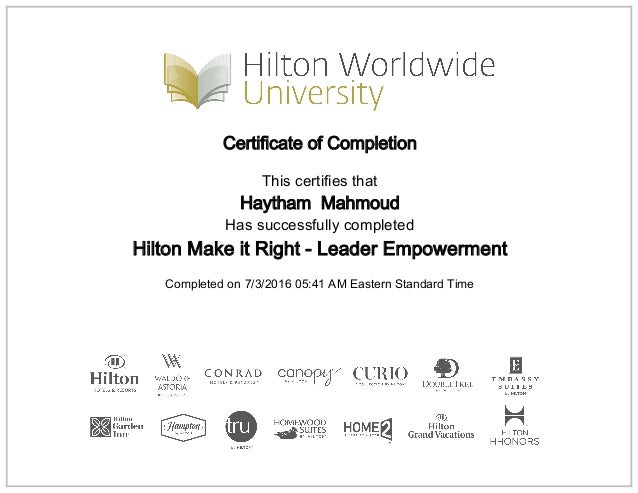 Hilton Make It Right Leader Empowerment