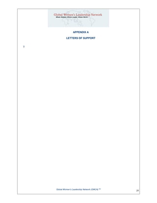 APPENDIX A
LETTERS OF SUPPORT
T
Global Women’s Leadership Network (GWLN) SM
31
 