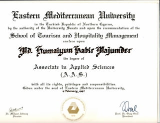 EMU Diploma certificate 1997