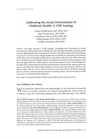 Social Determinants of Childrens Health- A Cliff Analogy
