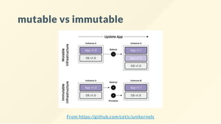 mutable vs immutable
From https://github.com/cetic/unikernels
 