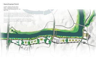 Zigong Dongxingsi Precinct
Location: Zigong, Sichuan, China
Client: Zigong City Construction
Investment and Development Co., Ltd.
Size: 5 ha
The site is located along Fuxi River and a road that separates the
city from the water. The proposed landscape aims to enliven the river
edge through provision of a striking promenade with amenities to
connect the city back to the river, providing a new identity to the city.
The landscape concept draws inspiration from the Dragon Boat
Festival which is one of the major events of this area, and embraces
its cultural heritage of dinosaur fossil discovery from the Middle
Jurrasic era.
 