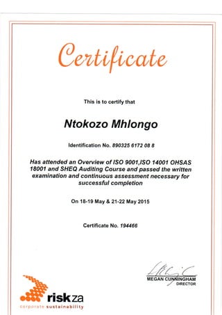 auditing certificate