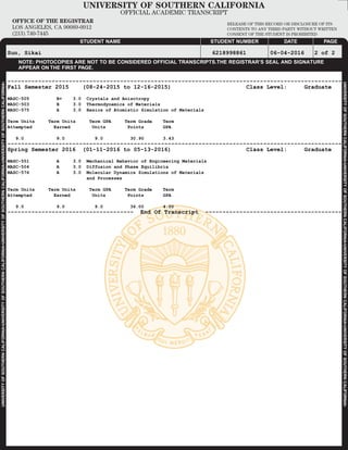 California Transcripts USC transcript | PDF