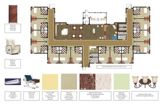 Bedroom
Recliner
Culla By
Nemschoff
Patient Bed
Carroll Cs
Series By
Invacare
Bed Light
Chrysalie
By Healthcare
Lighting
Bedroom
Furniture
Venezia By
Neschoff
Bedroom
Carpeting
Contrada Flut
By Mannington
Commercial
Bedroom Wall
Finish
Sherwin-Williams
Butter Up
Sw 6681
Bathroom Floor Finish
Assurance II Coffee & Sandrift
By Mannington
Commercial
Bathroom
Wall Finish
Sherwin- Williams
Lime Granita
Sw 6715
Bathroom Vanity Light
Amherst By Designers Fountain
SENIOR HOME FINISH FLOOR PLAN
 
