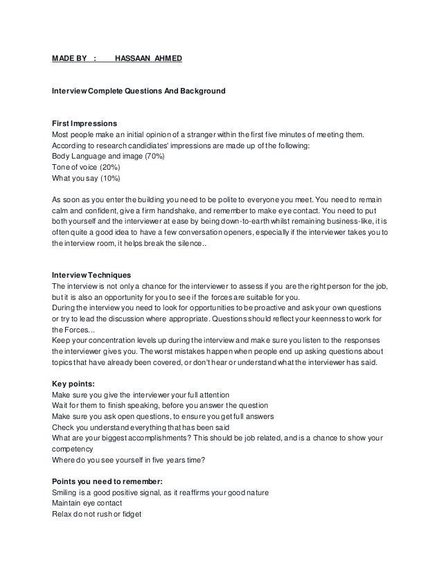 background interview questions