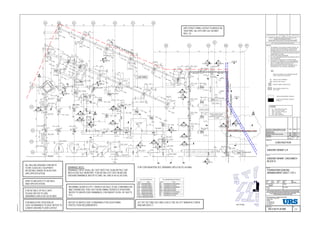 BLOCK D
BLOCK F
BLOCK H
BLOCK E
BLOCK B BLOCK C
BLOCK A
HOTEL
TERMINAL
BLOCK
G
ENDERBY
HSE
KEY PLAN
NORTH
STAIRS
KEY
DENOTES COLUMNS TO BE CHAMFERED AND FAIR
FACED - DETAILS TBC BY ARCHITECT
DENOTES CAST-IN DRAINAGE
*
DENOTES TARMAC CONSTRUCTION
DENOTES MASS CONCRETE FILL
TOC +2.520m
DENOTES CAST-IN GULLYG
3-3
URS-D-XX-SX-05-0001
D2
D5
D4
D1
D3
DP
DL
DJ DNDK DMDH
DC DDDBDA DE DF DG
3940 4400 5550
5683684432023058
MASSFILLMASSFILL
PC2 PC3 PC3
PC1A
PC3
PC1A
PC1A
EB
PC4
PC4
PC2B
PC2B
PC2B
PC1A
PC1A
PC2
PC2
PC1A
6250 5250 5900
PC1A
PC1A
PC1A
EBEB
PC1A
PC1A
PC1A
PC1A
PC2B
TB
TB
TOPC +1.120 m
PC2B
PC2B
PC2B
PC2B
PC1A
PC2B PC2B
PC2B
PC1A
PC1A
PC1A
PC2B
PHASE 1A BOUNDARY
1-1
URS-D-B2-SX-02-0002
2-2
URS-D-B2-SX-02-0002
9-9
URS-D-B2-SX-02-0002
10-10
URS-D-B2-SX-02-0002
PC10
PC1A
PC1A
PC1APC1A
PC1A
PC1A
2-2
URS-D-B2-SX-02-0003
TB
3-3
URS-D-B2-SX-02-0003
5-5
URS-D-B2-SX-02-0003
PC1A
PC1A
PC1A
4-4
URS-D-B2-SX-02-0003
TOPC +1.950 m
TOPC +2.270 m
TOPC -1.020 m
7-7
URS-D-B2-SX-02-0003
Ø600mm
Ø600mm
3650 6700 5550 1775 3300 4160 1215
9-9
URS-D-B2-SX-02-0003
TB
TB
TB
TB
TB 12-12
URS-D-B2-SX-02-0004
13-13
URS-D-B2-SX-02-0004
14-14
URS-D-B2-SX-02-0004
PC1A
PC1A
PC1A
PC1A
PC2B
PC2B
TOPC +1.505 m
21-21
URS-D-B2-SX-02-0004
TC2 CRANE
BASE
GB10GB7
GB7
GB10
GB3
GB3
22-22
URS-D-B2-SX-02-0004
23-23
URS-D-B2-SX-02-0004
24-24
URS-D-B2-SX-02-0005
300RCRETAININGWALL
300 RC RETAINING WALL
TOPC +1.950m
TOB +1.950m
TOPC +1.950m
TOPC +1.950m
TOPC +1.950m
TOPC +1.950m
TOPC +1.950m
TOPC +1.950
TOPC +1.950m
TOPC +1.950m
TOPC +1.950m
TOPC +1.950m
TOPC +1.950m
TOPC +1.950m
TOPC +1.750 m
TOPC +1.750 m
TOB +1.950m
TOB +1.950m
TOB +1.950m
TOB +1.950m
TOB +1.950m
TOB +1.950m
TOB +1.950m
TOB +1.950m
TOB +1.950m
TOB +1.950m
TOB +1.750m
TOPC +1.505 m
TOPC +1.505 m
TOPC +1.830m
TOPC +1.830m
TOB +2.520m
TOB +2.520m
TOB +2.280m
TOPC +1.505 m
TOPC +1.950m
TOPC +1.950m
TOPC +1.950m
PC1A
TB
PC1A
26-26
URS-D-B2-SX-02-0005
300RCRETAININGWALL300RCRETAININGWALL
CAR PARK
ENERGY CENTRE
ENERGY CENTRE SLAB AND
FOUNDATIONS TO HAVE
WATERPROOF CONCRETE. SEE
SECTIONS
225 RC
W
ALL
TOPC -1.020 m
300 RC WALL 300 RC WALL
300RCWALL
300 RC WALL
TB
PC2B
TB
TB1
TB1TOB +1.750m
TOB +1.750m
TOB +1.750m
TB
TB
TB
TB1
TOB +1.750m
TOPC +1.950 m
GB11GB11
TOB +2.280m
29-29
URS-D-B2-SX-02-0005
30-30
URS-D-B2-SX-02-0005
31-31
URS-D-B2-SX-02-0005
2442
568
462
1508
388
TOPC +1.120 m
TOPC +1.120 m
TOPC +1.120 m
TOPC +1.120 m
TOPC +1.120 m
TOPC +1.120 m
TOPC +2.520 m
TOPC +2.270 m
TOPC +2.270 mTOPC +2.270 m
TOPC +2.270 m
TOB +2.270 m
TOPC +2.520 m
TOB +2.270 m
TOPC +1.750 m
TOPC +1.750 m
275
1790
784 1125
515
1040
175
850
1250
1318
1182
115
1050
243
1936
115
643
2147
1350
553
1350
612
340
1393
867
1395
3504
1193
3454
600
455353
1183
880
1240
500
450
451
500
2237
1017
1140
666
493
100
254
1424
1917
1817
998
1590
2418
2463
2110
530
1358
373
20
614918
4125826
883
399
428
1236
560
220
560
2644
828
2663 920
15501425
2040 828
4587
353
1561 828
6237
353
7709
353
1060828
1835828
353
482
8282177
353
2364
828585
1902
581
531
445
1445
890
796
1648
1398
483
455
693
2483 861
828
4526
1395
4865
2815
521
8283295
828381
6292
353
3539237
616
849828
3536754
24833539714
828 1430
828 2491
828
828
15128
353
353
12645
810
300
810
2815
918 3581273
8261451
1500
500
344
450
462
462
2558
TOPC +1.120 m
TOPC +1.120 m
TOPC +1.120 m
TOPC +1.120 m
TOPC +2.520 m
TOPC +2.520 m
TOPC +2.520 m
TOPC +2.520mTOPC +2.270 m TOPC +2.520m
TOPC +2.520m
TOPC +2.520m
1666
237
1876
269
1933
206
1125
1547
3174
123
190
1119
636
787
1325
311
2608
7152240
1163
2282320
1163
2084
237
8283021
353
8281038
828
23
35310946
353
8462
3380
1989
3431
245
1209
353
2565
2902 828
1646353
340
530
703
450
2063
3400
614
262
47
111
1814 917
825
182
TOB +1.950 m
TOB +2.270 m
TOB +1.950 m
TOB +2.270 m
TOB +2.270 m
1137
2215
2019
225RC
WALL
225 RC
W
ALL
1876
237
GB10
TOB +2.280 m
FULLHEIGHTFULLHEIGHT
PHASE1ABOUNDARY
5 - 5
URS-D-XX-SX-02-0003
2 - 2
URS-D-XX-PL-03-0003
PC5
N 1010219.172
E 1085755.473
N 1010041.060
E 1074603.939
1. THIS DRAWING IS TO BE READ IN CONJUNCTION WITH THE
RELEVANT SPECIFICATIONS AND ALL OTHER RELEVANT
DRAWINGS ISSUED BY THE ENGINEER AND ARCHITECT.
2. ALL DIMENSIONS AND LEVELS TO BE CHECKED ON SITE AND
THE ENGINEER NOTIFIED OF ANY DISCREPENCIES PRIOR TO
COMMENCEMENT OF WORK.
3. DO NOT SCALE FROM THIS DRAWING.
4. ALL LEVELS AND DIMENSIONS ARE IN MILLIMETRES UNLESS
NOTED OTHERWISE.
5. FOR CONCRETE GRADES REFER TO SPECIFICATIONS.
6. CONTRACTOR TO CONFIRM ALL LEVELS AND DIMENSIONS
ON SITE. ANY DIMENSIONAL VARIATION PROPOSED AS A
RESULT OF IRREGULARITIES IN LINE AND LEVEL
ENCOUNTERED ON SITE ARE ONLY TO BE MADE AFTER
AGREEMENT WITH THE CONSTRUCTION MANAGER.
DENOTES WATERPROOF CONCRETE
DENOTES WATERPROOF CONCRETE
IN WALLS
LEGEND
• SSL = STRUCTURAL SLAB LEVEL
• TOB = TOP LEVEL OF BEAM
• TOPC= TOP LEVEL OF PILE CAP
• TOW= TOP OF WALL
• TOC= TOP OF CONCRETE
Revision Details By
Check
Date Suffix
Purpose of issue
Client
Project Title
Drawing Title
Drawn Checked Approved Date
URS Internal Project No. Suitability.
Scale @ A1 Zone / Mileage
This document has been prepared in accordance with the scope of URS' appointment
with its client and is subject to the terms of that appointment. URS accepts no liability
for any use of this document other than by its client and only for the purposes for which
it was prepared and provided. Only written dimensions shall be used.
© URS Infrastructure & Environment UK Limited
URS Infrastructure & Environment UK Limited
www.ursglobal.com
Drawing Number. Rev
St George's House, 5 St George's Road
Wimbledon, London
SW19 4DR
Tel +44 (0)20 8944 3300
Fax +44 (0)20 8944 3301
Designed
1 : 100
12/01/201606:37:03
ENDERBY WHARF LLP
FOUNDATION GENERAL
ARRANGEMENT SHEET 1 OF 2
SKD AA PW NOV 2013
47068268
CONSTRUCTION
ENDERBY WHARF, GREENWICH
BLOCK D
URS-D-B2-PL-04-0005
OS
PILE CAP SCHEDULE
REF TYPE
PC1A 1000x900x900DP
PC2 2700x900x1500DP
PC2B 2700x900x1250DP
PC3 3150x3150x1500DP
PC4 2700x2700x1500DP
PC5 3000X2750x1500DP
PC10 5400x4750x1500DP
PC30 13000x8500x1500DP
PC30A 13000x9100x1500DP
RC GROUND BEAM SCHEDULE
REF TYPE
EB 450x650DP RC EDGE BEAM
GB3 1000x650DP RC BEAM
GB4 750x650DP RC EDGE BEAM
GB7 900x740DP RC BEAM
GB10 900x775DP RC BEAM
GB11 550x650DP RC EDGE BEAM
TB 300x300DP RC TIE BEAM
TB1 450x500DP RC BEAM
PRELIMINARY AND/OS 20/12/13
REVISED AS CLOUDED. ISSUED FOR TENDER. PE/OS 24/02/14
CONSTRUCTION ISSUE PE/OS 02/04/14
PLATFORM LIFT FOUNDATION AMENDED, UPSTAND
ADDED & NORTH STAIRS REVISED TO SUIT SERVICE
PITREVISED BY HLM
JE/OS 25/04/14
Revision Details By
Check
Date Suffix
Purpose of issue
Client
Project Title
In addition to the hazard/risks normally associated with the types of work
detailed on this drawing take note of above.
It is assumed that all works on this drawing will be carried out by a competent
contractor working, where appropriate, to an appropriate method statement.
SAFETY, HEALTH AND ENVIRONMENTAL INFORMATION BOX
CONSTRUCTION RISKS MAINTENANCE / CLEANING
RISK
DEMOLITION RISKS
Drawing Title
Drawn Checked Approved Date
URS Internal Project No. Suitability.
Scale @ A1 Zone / Mileage
This document has been prepared in accordance with the scope of URS' appointment
with its client and is subject to the terms of that appointment. URS accepts no liability
for any use of this document other than by its client and only for the purposes for which
it was prepared and provided. Only written dimensions shall be used.
© URS Infrastructure & Environment UK Limited
URS Infrastructure & Environment UK Limited
www.ursglobal.com
Drawing Number. Rev
NOTES
St George's House, 5 St George's Road
Wimbledon, London
SW19 4DR
Tel +44 (0)20 8944 3300
Fax +44 (0)20 8944 3301
Designed
1 : 100
12/01/201606:37:03
ENDERBY WHARF LLP
FOUNDATION GENERAL
ARRANGEMENT SHEET 1 OF 2
SKD AA PW NOV 2013
47068268
CONSTRUCTION
ENDERBY WHARF, GREENWICH
BLOCK D
URS-D-B2-PL-04-0005
OS
PRELIMINARY AND/OS 20/12/13
REVISED AS CLOUDED. ISSUED FOR TENDER. PE/OS 24/02/14
CONSTRUCTION ISSUE PE/OS 02/04/14
PLATFORM LIFT FOUNDATION AMENDED, UPSTAND
ADDED & NORTH STAIRS REVISED TO SUIT SERVICE
PITREVISED BY HLM
JE/OS 25/04/14
1
T1
C2
FOR CONTINUATION SEE DRAWING URS-D-B2-PL-04-0006
ALL BELOW GROUND CONCRETE
TO BE CLASS DC2 SULPHATE
RESISTING GRADE RC40 AS PER
URS SPECIFICATION.
FOR INDICATIVE POSITION OF
CAST-IN DRAINAGE PLEASE REFER TO
LOWER GROUND FLOOR LAYOUT.
FOR DETAILS OF PILE CAPS
PLEASE REFER TO URS
DRAWINGS URS-D-B2-SX-02-0001
DRAINAGE NOTE:
DRAINAGE PIPES SHALL BE CAST INTO THE SLAB OR PILE CAP
WITH A DUCTILE IRON PIPE. FOR DETAILS OF CAST-IN BELOW
GROUND DRAINAGE REFER TO DRG. No. URS-X-XX-SL-05-3100.
DPM TO ARCHITECT'S DETAILS
AND SPECIFICATION.
URS STRUCTURAL LAYOUT IS BASED ON
'HLM' DRG. No. 6415-XB1-GA-128-0001
REV. C6
C1
INCOMING SERVICES PIT / TRENCH DETAILS TO BE CONFIRMED BY
M&E ENGINEERS, FOR CAST-IN INCOMING SERVICES POSITIONS
REFER TO WHITECODE DRAWINGS, FOR INVERT LEVEL OF DUCTS
ETC.
REFER TO WHITECODE`S DRAWINGS FOR LIGHTENING
PROTECTION REQUIREMENTS
LIFT PIT SETTING OUT AND LEVELS TBC BY LIFT MANUFACTURER
AND ARCHITECT
C2
C2
C2 C2
 