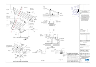 BLOCK D
BLOCK F
BLOCK H
BLOCK E
BLOCK B BLOCK C
BLOCK A
HOTEL
TERMINAL
BLOCK
G
ENDERBY
HSE
KEY PLAN
D1
DBDA
2
URS-D-XX-PL-02-00094
URS-D-XX-PL-02-0009
EDGE OF UPPER
GROUND FLOOR
SLAB
COLUMN FROM CARPARK
TO SUPPORT HALF LANDING
HALF LANDING
SSL + 4.420m
STAIR VOID
HALF LANDING SHALL BE HUNG
FROM BLOCK F UPPER
GROUND FLOOR SLAB VIA 220
WIDE TENSION COLUMN
225thk RC SLAB
300x800 RC
COLUMN
6
URS-D-XX-PL-02-0009
4210
SSL +5.720 m
350DP RC
TRANSFER SLAB
7
URS-D-XX-PL-02-0009
BLOCK F
UPPER GROUND FLOOR
SLAB EDGE(PHASE 1A)
BLOCK F SLAB EDGE
SHOWN INDICATIVE
RC COLUMN
RC COLUMN
N 963737.724
E 1075245.536
N 963443.519
E 1075500.177
200x800 RC
COLUMN
N 962107.542
E 1076656.493
225 RC
W
ALL
RC SLAB EDGE
N 954399.566
E 1074041.058
N 954606.139
E 1077339.627
N 961573.804
E 1077118.454
350
EDGE OF RC STAIRS
PHASELINE
BLOCK F CLADDING
ZONE SHOWN THUS
BLOCK F CLADDING
ZONE SHOWN THUS
225RCWALLBELOW
CLADDING TO
PLATFORM BY
HLM
350DP RC PODIUM
SLAB
SSL +5.330 m
HALF LANDING SHALL BE HUNG
FROM BLOCK D UGF SLAB
+4.420 m
MIN
350
DEAD SPACE
CAN BE UTILISED
FOR STORAGE
2095
FFL +2.100 m
225
225
225
RC COLUMN TO
SUPPORT EDGE OF
HALF LANDING
SSL +5.740 m
SSL +2.911 m
RC GROUND BEAM TO
SUPPORT BOTTOM OF
STAIRS
HALF LANDING
TARMAC
PLANTER 1 PLANTER 2 PLANTER 3
(OVER HALF
LANDING)
PLANTER 4
ASSUMED PRECAST
CLADDING PANEL TIED
BACK TO BLOCKWORK
DRAINAGE MAT SHOWN
INDICATIVE (REFER TO
TLS'S DRAWINGS)
140thk BLOCKWORK TO SUPPORT
THE INTERMEDIATE SLAB
VOID FORMER
VOID FORMER
CAPPING STONE TO
TLA DETAIL
300 x 800 RC CAR
PARK COLUMN TO
SUPPORT HALF
LANDING
TOPC +1.750 m
350
D1
DA
2
URS-D-XX-PL-02-0009
4
URS-D-XX-PL-02-0009
EB
191
392
886
3000X2700X1500DP PILE CAP TO
SUPPORT PLATFORM LIFT
TOPC + 1.120m
225 thk RC WALL TO
SUPPORT HALFLANDING
PC5
EDGE BEAM TO SUPPORT BOTTOM OF
STAIRS YET TO BE CORDINATED WITH
BLOCK F FOUNDATIONS. (ALLOW FOR
450 WIDE x 650 DEEP GROUND BEAM
TO BE DOWELLED)
EDGE BEAM TO
SUPPORT BRICK
CLADDING TOB +2.270m
RC SLAB EDGE
RC SLAB EDGE
SSL + 2.520m
250DP RC SLAB
3
URS-D-XX-PL-02-0009
UP
HALF LANDING
225thk RC SLAB
SSL= + 4.420m
N 953312.105
E 1080375.323
N 956320.130
E 1081665.618
321
268
400
251
1700
382
450
N 960496.827
E 1080673.319
1015 x 740 DEEP
RC BEAM
SSL +5.720 m
BLOCK F STAIR
DETAILS T.B.C BY
ARCHITECT
225thk RC TENSION COLUMN TO
SUPPORT HALFLANDING FROM
BEAM ABOVE
+4.420 m
HALF LANDING
225
350
270
85
305
25mm MOVEMENT JOINT
SHEAR DOWELS EG. HALFEN
CRET-134V @600c/c
STAINLESS SHEAR
CONNECTOR (SETTING OUT
BY HALFEN)
350
SSL +5.720 m
350
1. THIS DRAWING IS TO BE READ IN CONJUNCTION WITH THE
RELEVANT SPECIFICATIONS AND ALL OTHER RELEVANT
DRAWINGS ISSUED BY THE ENGINEER AND ARCHITECT.
2. ALL DIMENSIONS AND LEVELS TO BE CHECKED ON SITE AND
THE ENGINEER NOTIFIED OF ANY DISCREPENCIES PRIOR TO
COMMENCEMENT OF WORK.
3. DO NOT SCALE FROM THIS DRAWING.
4. ALL LEVELS AND DIMENSIONS ARE IN MILLIMETRES UNLESS
NOTED OTHERWISE.
5. FOR CONCRETE GRADES REFER TO SPECIFICATIONS.
6. CONTRACTOR TO CONFIRM ALL LEVELS AND DIMENSIONS
ON SITE. ANY DIMENSIONAL VARIATION PROPOSED AS A
RESULT OF IRREGULARITIES IN LINE AND LEVEL
ENCOUNTERED ON SITE ARE ONLY TO BE MADE AFTER
AGREEMENT WITH THE CONSTRUCTION MANAGER.
LEGEND
• SSL = STRUCTURAL SLAB LEVEL
• TOB = TOP LEVEL OF BEAM
• TOPC= TOP LEVEL OF PILE CAP
• TOW= TOP OF WALL
• TOC= TOP OF CONCRETE
225thk BLOCKWORK
WALL
225thk RC WALL
TOW + 2.320m
PLATFORM LIFT PIT LEVEL TO BE
INFILLED WITH LIGHT WEIGHT
MASS CONCRETE. LEVEL T.B.C
TOPC +1.120 m
ALLOW FOR TOP 150mm thk PORTION
OFF MASS INFILL TO BE REINFORCED
WITH LIGHT MASH ON TOP
ASSUMED POSITION OF
CLADDING
STAIRS
Revision Details By
Check
Date Suffix
Purpose of issue
Client
Project Title
In addition to the hazard/risks normally associated with the types of work
detailed on this drawing take note of above.
It is assumed that all works on this drawing will be carried out by a competent
contractor working, where appropriate, to an appropriate method statement.
SAFETY, HEALTH AND ENVIRONMENTAL INFORMATION BOX
CONSTRUCTION RISKS MAINTENANCE / CLEANING
RISK
DEMOLITION RISKS
Drawing Title
Drawn Checked Approved Date
URS Internal Project No. Suitability.
Scale @ A1 Zone / Mileage
This document has been prepared in accordance with the scope of URS' appointment
with its client and is subject to the terms of that appointment. URS accepts no liability
for any use of this document other than by its client and only for the purposes for which
it was prepared and provided. Only written dimensions shall be used.
© URS Infrastructure & Environment UK Limited
URS Infrastructure & Environment UK Limited
www.ursglobal.com
Drawing Number. Rev
NOTES
St George's House, 5 St George's Road
Wimbledon, London
SW19 4DR
Tel +44 (0)20 8944 3300
Fax +44 (0)20 8944 3301
Designed
As indicated
12/01/201606:38:46
ENDERBY WHARF LLP
PODIUM STAIR SETTING OUT
AND DETAILS. BETWEEN BLOCK
D AND F
SKD OS PW APR 14
47068268
PRELIMINARY
ENDERBY WHARF, GREENWICH
BLOCK D
URS-D-XX-PL-02-0009
OS
This drawing is for preliminary purposes only and is subject to amendment
during design development. UNDER NO CIRCUMSTANCES MUST THIS
DRAWING BE USED FOR CONSTRUCTION PURPOSES
ISSUE FOR COMMENTS JE/OS 30/04/14
1 : 50
BLOCK D - UPPER GROUND FLOOR PODIUM STAIRS
1 : 50
SECTION 2 - 2
1 : 50
SECTION 4 - 4
1 : 50
BLOCK D - LOWER GROUND FLOOR PODIUM STAIRS
1 : 50
SECTION 6 - 6 1 : 20
SECTION 7 - 7
P1
P1
1 : 50
SECTION 3 - 3
THIS DRAWING SHOULD BE READ IN
CONJUNCTION WITH URS GROUND AND
LOWER GROUND FLOOR PLANS
REFER TO TLA DRAWINGS FOR THE
PLANTERS OVER THE STAIRS
ALL CONCRETE SLAB EDGES LEVELS ,
SETTING OUT TO BE CONFIRMED BY
ARCHITECT PRIOR TO CONSTRUCTION
 