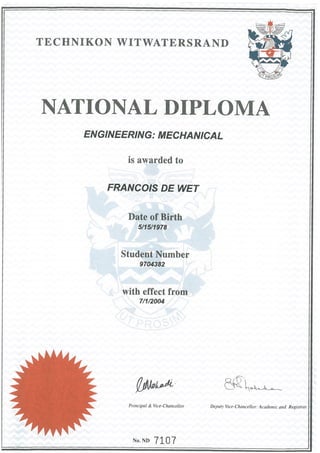 National Diploma Mechanical Engineering