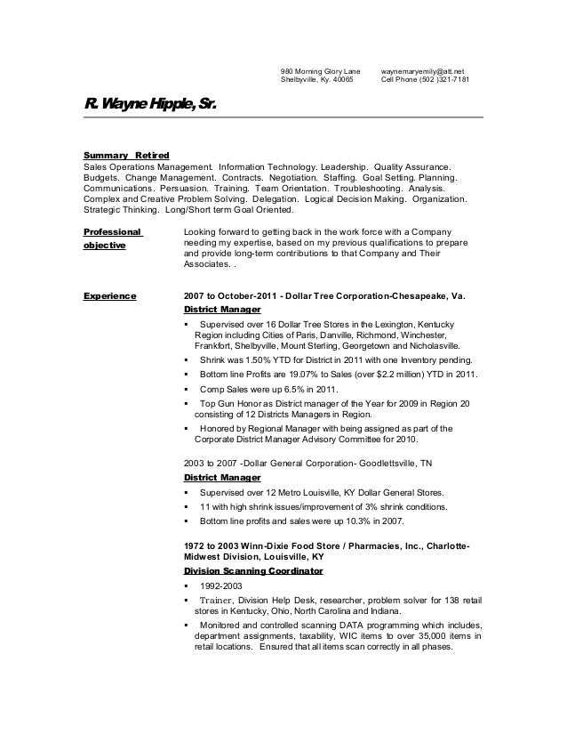 R Wayne Hipple S Resume