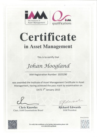 2015 Certificaat International Asset Management