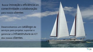 Buscar inovação e eficiência em
conectividade e colaboração
para nossos clientes
Desenvolvemos um catálogo de
serviços para projetar, suportar e
gerenciar a infraestrutura de ICT
dos nossos clientes.
 
