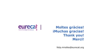 Moltes gràcies!
¡Muchas gracias!
Thank you!
Merci!
felip.miralles@eurecat.org
 