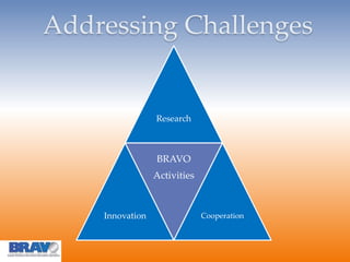 Addressing Challenges
Research
Innovation
BRAVO
Activities
Cooperation
 