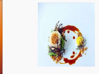 Bone marrow stuffed leek,
fried quail egg, La Ratte
crumbs, mustard greens, and
smoked jus
 