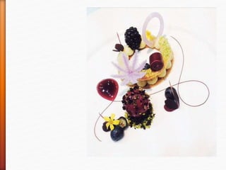White chocolate almond
tart with blueberry and
blackberry
 